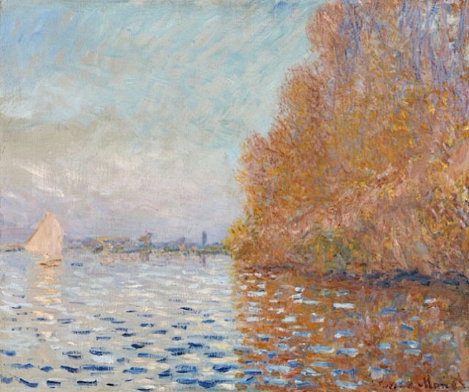 法国印象派画家克劳德·莫奈（Claude Monet）的作品《阿让伊特盆地塞纳河上的帆船》。这幅画作长55厘米、宽65厘米，是莫奈「阿让伊特 ...