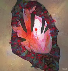 我要从他的胸中掏出那颗血红的心脏，仿佛掏出一只颤动不已的雏鸟-恶之花 上课最好摸鱼了(„ಡωಡ„) #画画 #书 #恶之花 #心脏 #花 #鸟 #插画 #色彩 #概念 #全球宅家画画打卡 #画画 #画画的日常 #每日一画画 #寻找小红书绘画大神 #绘画日常