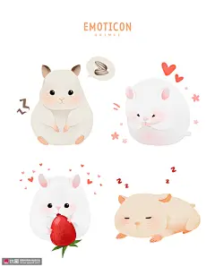 可爱表情 仓鼠系列 可爱萌宠 手绘动物 动物插图插画设计PSD tid273t000470萌宠动物素材下载-优图网-UPPSD