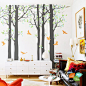 Large  Forest Tree vinyl wall decals, birds stickers, home decor mural -NT006