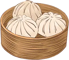 中国水墨风格插画小笼包