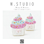 W.studio甜品手工翻糖霜饼干曲奇婚礼品生日伴手礼物彩色奶油蛋糕