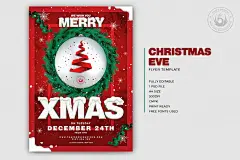 圣诞节平安夜活动派对传单海报模版素材下载Christmas Eve Flyer Template V11插图(1)