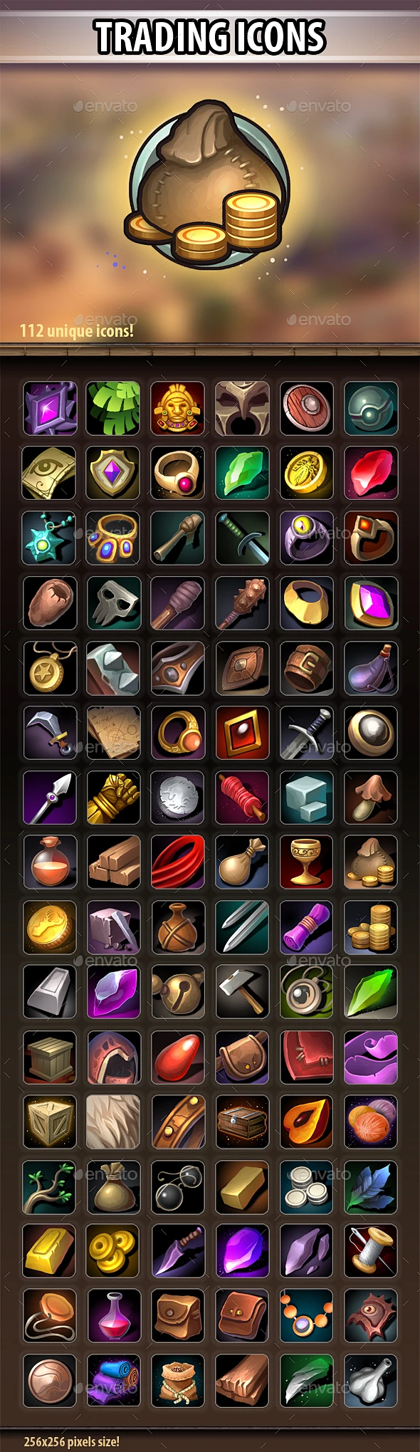 资产交易图标——各种各样的游戏Trading Icons - Miscellaneous Game Assets工艺,gui、图标、库存、物品 ...