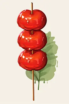 美味水果冰糖葫芦插画