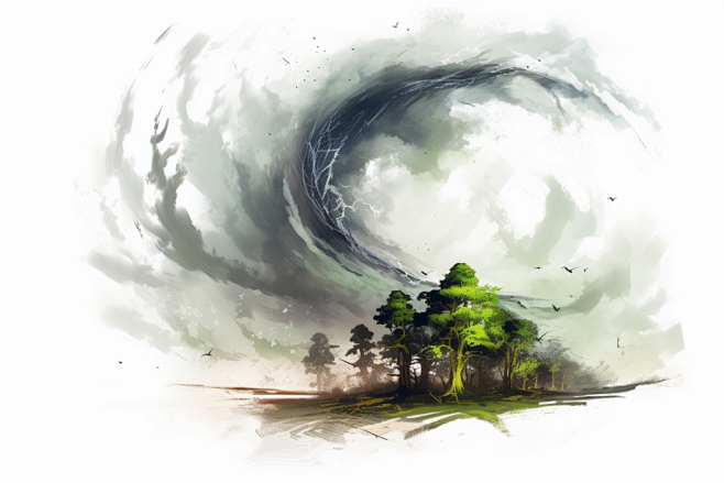 手绘自然灾害龙卷风设计元素插画