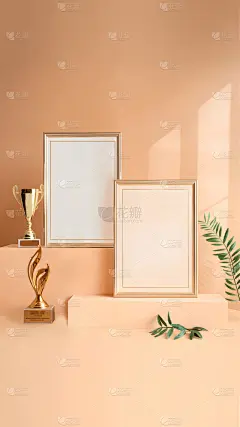 表彰系列写实证书+奖杯极简背景竖版