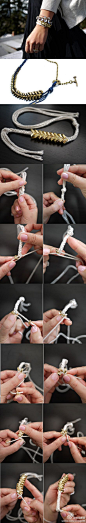 女屌丝diy时间到，自制金属感编织六角螺母手链。大图http://t.cn/zWA8ppK
