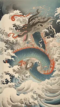 祥云国潮中国风十二生肖龙年动物纹样插画