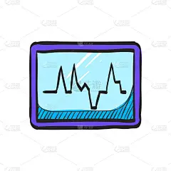 心率监视器图标在彩色绘图。医疗保健数字监测昏迷病人危重症