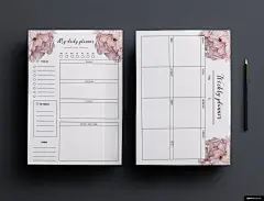 花卉 元素 图表 weekly planner daily 服务卡卡片名片平面设计