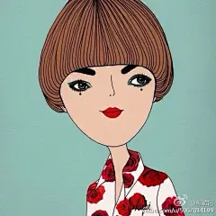 kapi复古女孩 简约系列 头像 线描 壁纸 酷酷@北坤人素材