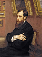 列宾人物油画Portrait of Pavel Mikhailovich Tretyakov, founder of the Gallery, 1883 淘宝：名画资源店 