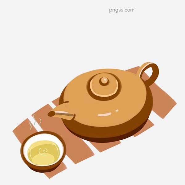 清新手绘茶壶茶碗插画图片大小3000x3...