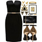 A fashion look from February 2015 featuring black dress, ankle strap shoes and gold purse. Browse and shop related looks.