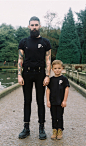 Chris John Millington and Ethan both wearing black skull and arrows tee