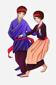 苗族男女png免抠素材_新图网 https://ixintu.com 苗族 传统文化 手绘 插画