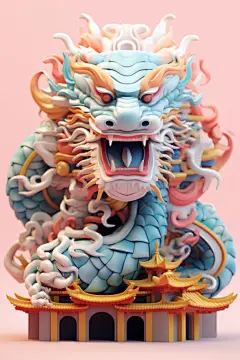 神秘东方龙中国龙建筑模型