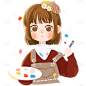 人物插画-绘画女孩