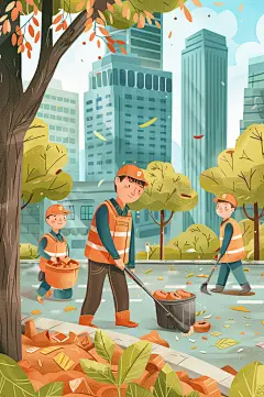 AI数字艺术劳动节清洁工环卫工人插画-众图网