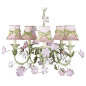 5-Arm Leaf and Flower Chandelier With Pink Bow Shades - Farmhouse - Chandeliers - by Jubilee Collection : The 5-Arm Leaf and Flower Chandelier With Pink Bow Shades makes a charming focal piece in a dining room or entryway. Featuring pink and green leaf an