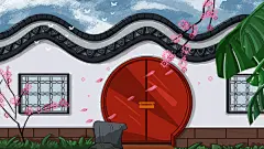 中国风古代建筑城楼城墙鼓楼古镇凉亭古塔复古psd插画海报模板