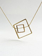 Square statement necklace, Geometric square necklace, brass jewelry, abstract statement necklace on Etsy, $40.00@北坤人素材