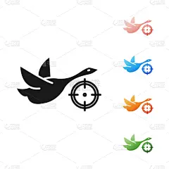 分离着色,准星,捕猎行为,鸭子,图标,黑色,可爱的,野生动物,复古