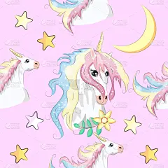 彩虹,独角兽,四方连续纹样,可爱的,纺织品,壁纸,动物,童话故事,复古,绘制