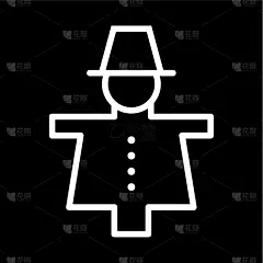 恐怖,乌鸦,计算机图标,轮廓,符号,稻草人,直的,图像,矢量,阴影