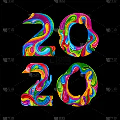 2020,新年,彩色图片,数字,高雅,华丽的,周年纪念,春节,字母,问候