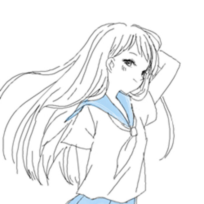 二次元萌系头像水手服线稿制服动漫头像