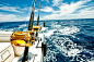 Ocean Fishing Reels on a Boat in the Ocean