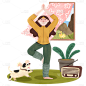生活风人物场景插画贴纸