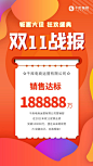 双11战报彩色创意淘宝天猫海报