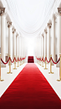 Red carpet, white background, elegant