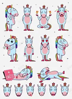 卡通马儿各种动作 平面电商 创意素材