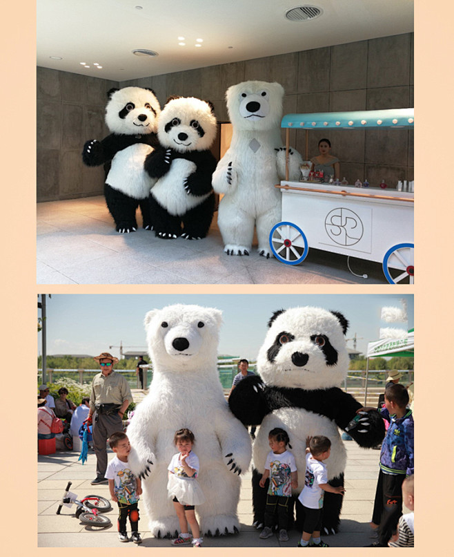 网红充气大熊猫人偶服装行走北极熊玩偶服人...