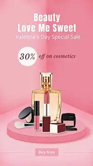 Brazil Valentine's Day Dia dos namorados Lipstick Perfume Foundation Makeup Cosmetics Product Mockup Discount Sale Promo Ecommerce Story