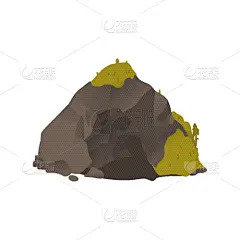 灰色,石头,岩石,巨大的,图标,卡通,圆石,平视角,模板,建筑业