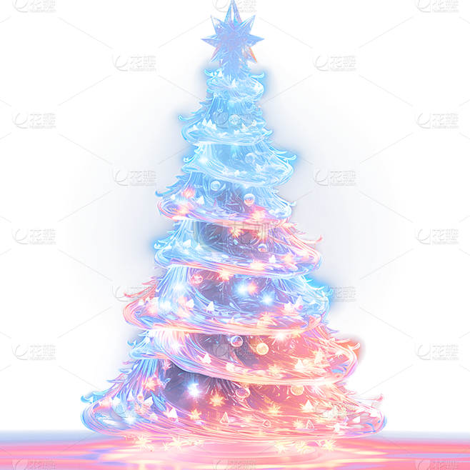 圣诞节平安夜梦幻感3D立体圣诞树元素素材
