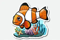 卡通海洋生物小丑鱼