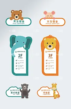 可爱卡通手绘幼儿园导视设计导视标识-图巨人