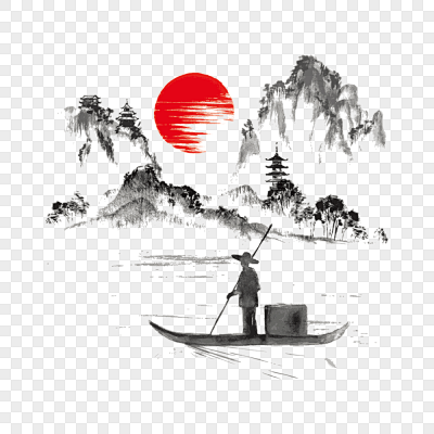 水墨山水画素材-水墨画-水墨背景-水墨画...