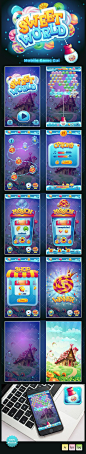 Sweet world candy shooter mobile GUI on Behance: 