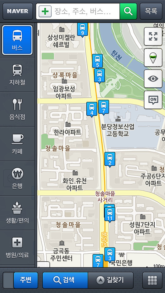 Naver地图应用手机界面设计，来源自黄...