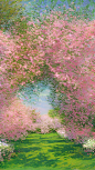 ▸樱花壁纸 "阳光下的樱花林" cr.油画里的… - 高清图片，堆糖，美图壁纸兴趣社区