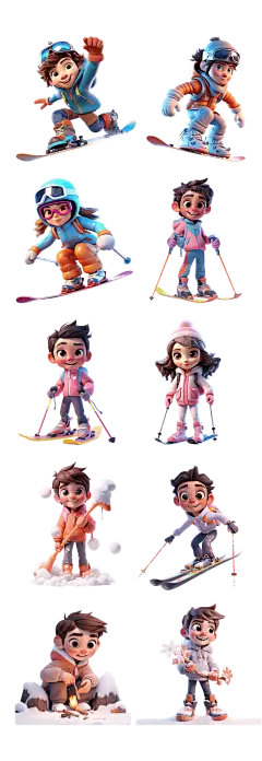 素材组合-冬天冬季滑雪运动人物元素1、冬天冬季滑雪运动人物元素2