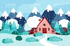 冬天背景  - 源文件下载【酷图网】冬天背景,冬日背景,冬日风景,下雪,雪地,寒冷,梦幻,冬天壁纸,景色,自然季节,冬季,插图,冰天雪地,手绘,卡通,风景地形,