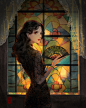 ✔一只画画的枇杷作品 动漫美少女 窗口 旗袍 折扇 二次元手绘 插画漫画